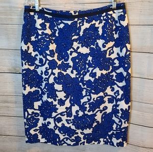 Boden Blue Floral Print A-Line Skirt, Size 14L